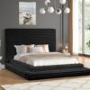 Mariah Black Platform Bed - Queen, King