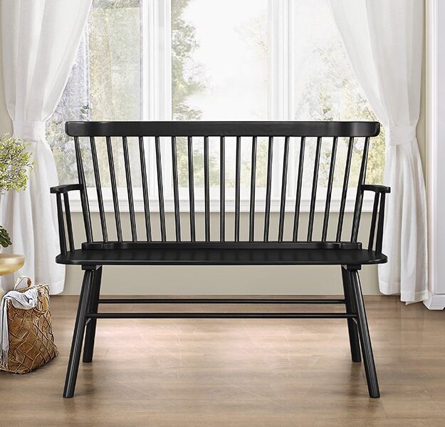 4185-BENCH-BK JERIMIAH SPINDLEBACK BENCH BLACK