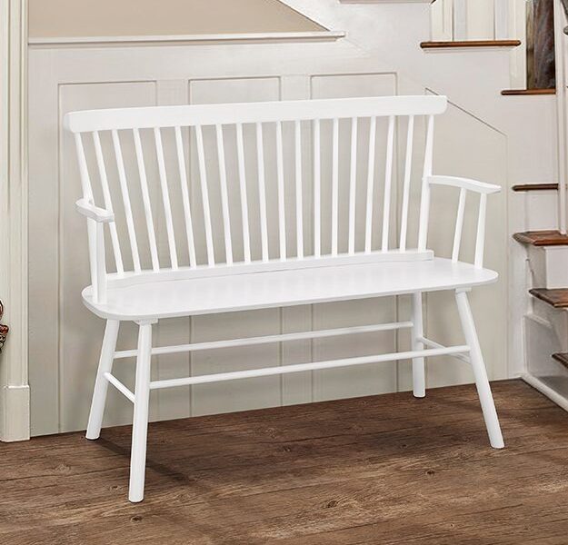 4185-BENCH-WH JERIMIAH SPINDLEBACK BENCH WHITE