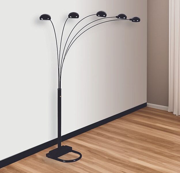 4888B-BK PEACOCK SHADE FLOOR LAMP BK 82"H