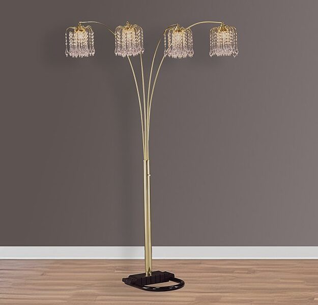 4893G RAIN DROP ARC LAMP 84"H GOLD