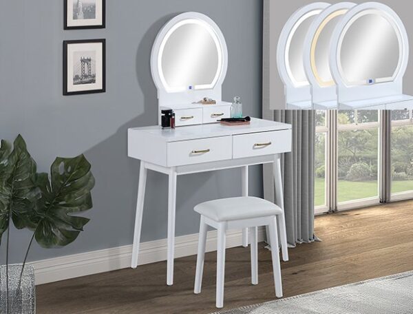 4905SET-WH CECILIA VANITY TABLE & STOOL-WHITE