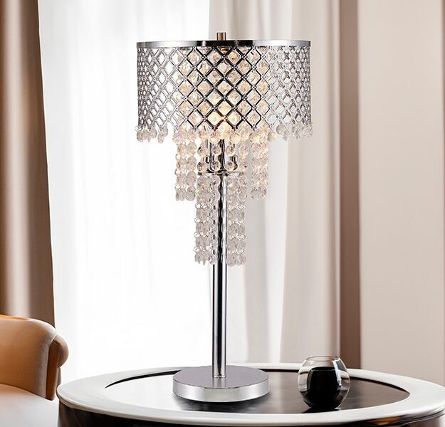 6239T-1 CRYSTAL ON MESH TABLE LAMP 24"H