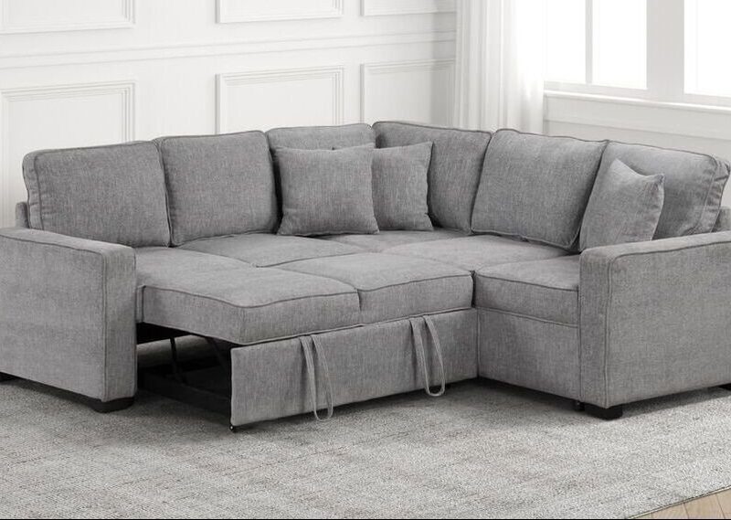 Ariel Gray Sectional With Pull-Out Bed