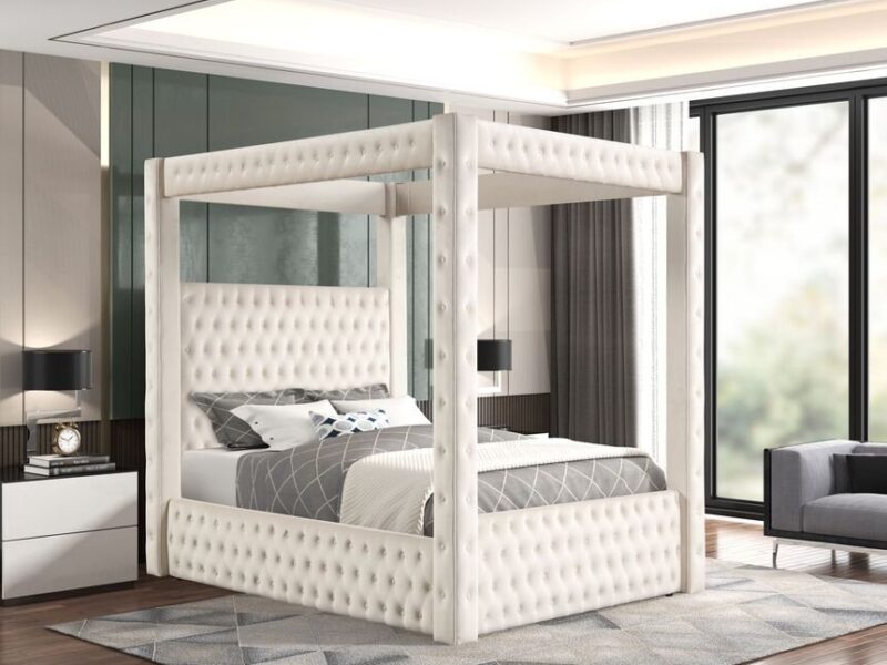 Castle Cream Platform Bed - Queen, King