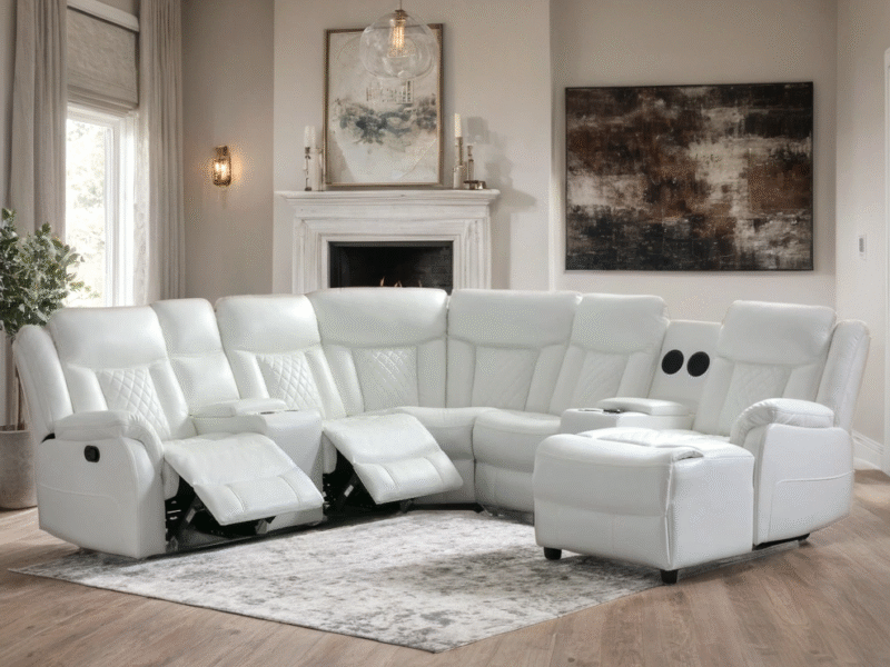 Champion White Reclining Sectional