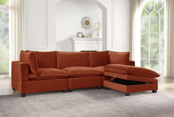 Cloud2 Rust Velvet Modular Sectional (1 LEFT)