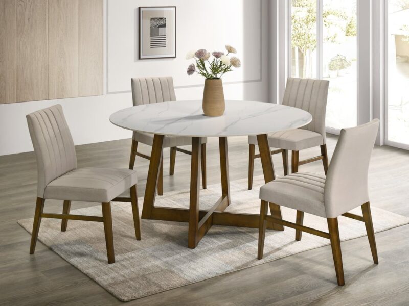 ENZO20 Dark Oak Dining Table + 4 Chair Set