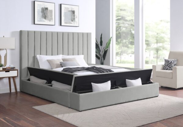 France Grey Platform Bed - Queen, King