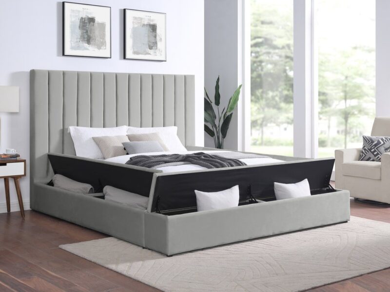 France Grey Platform Bed - Queen, King
