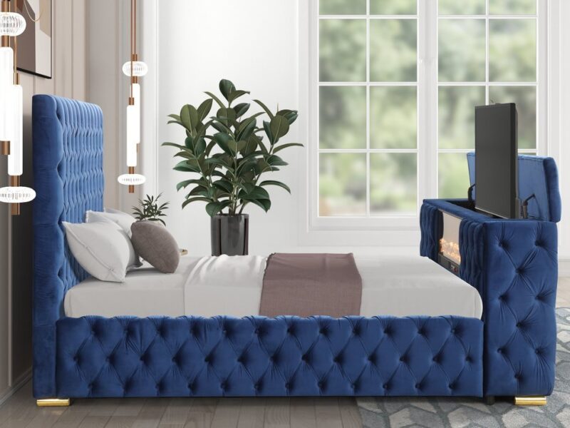 Future Blue Platform Bed - Queen, King
