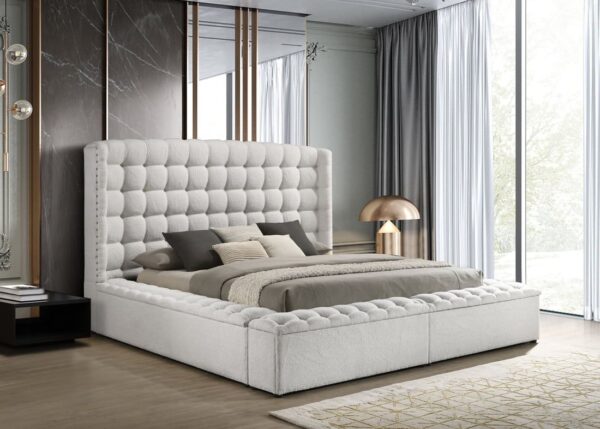 Madonna White Platform Bed - Queen, King