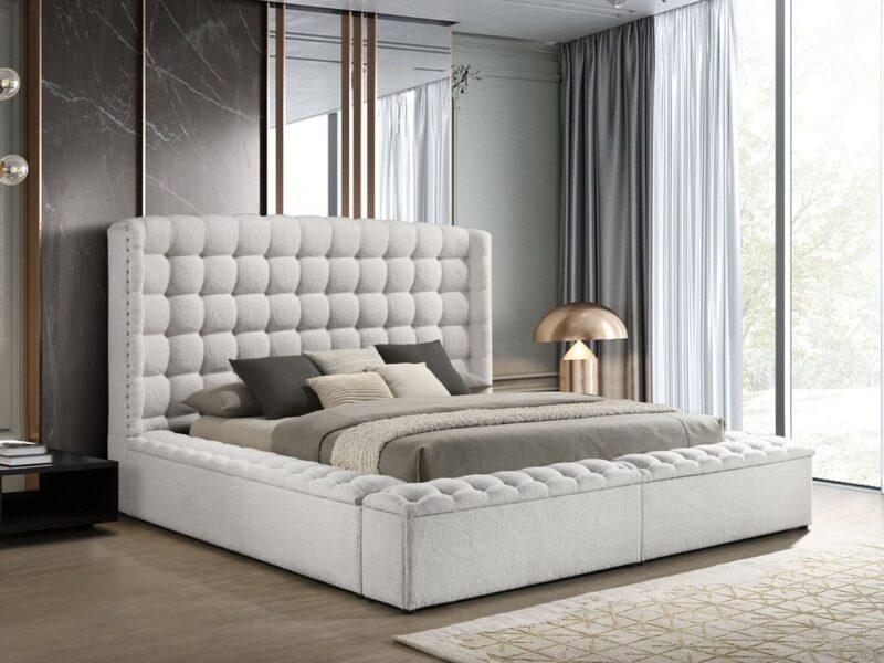Madonna White Platform Bed - Queen, King
