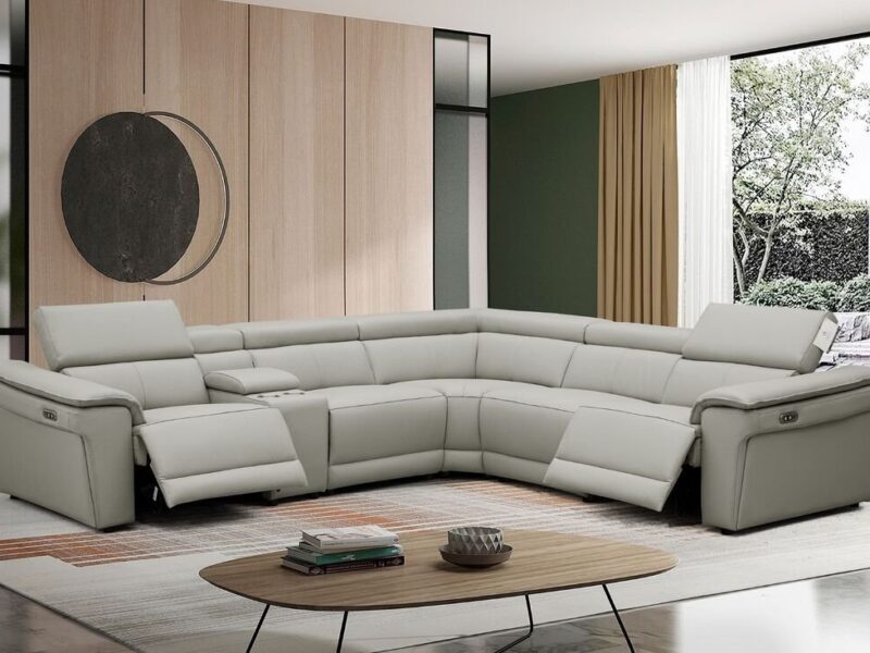 NEWYORK GRAY - LEATHER Power Reclining Sectional