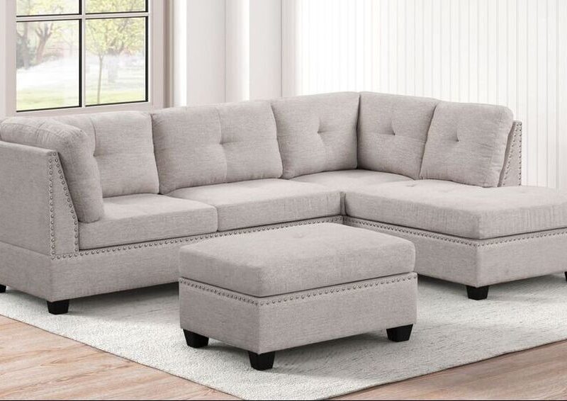Sienna - Stone Sectional + Ottoman Set