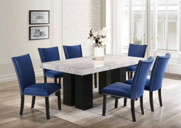 ts-finland_orig.png Finland Blue - (GENUINE MARBLE) Table & 6-Chairs
